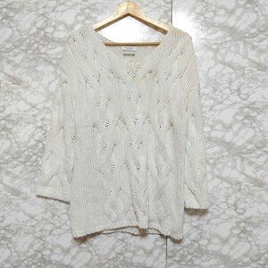 Theyon Knit Sweater Chunky Knit V-Neck